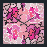 I Rosa Mid Century Geometric Mönster Art Fyrkantig Klocka<br><div class="desc">Fyrkantlås, dekoration för väggkonst och heminredning för dekortillbehör som är tryckt med In The Rosa Mid Century Geometric Mönster Art-designillustration av originalteckningen av TheFabricSeal print on demand shop shop på Zazzle.com #ZazzleMade https://www.zazzle.com/store/thefabricseal TheFabricSeal ©️ Original. Modern abstrakt i halvsekel med contemporary med vågor som linjer som är mönstrad för en...</div>