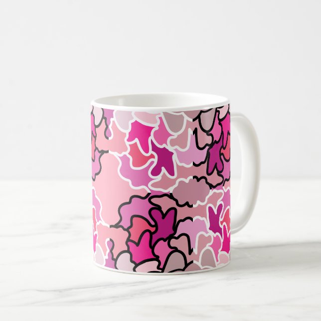 I Rosa Mid Century Geometric Mönster Art Kaffemugg (Framsida höger)