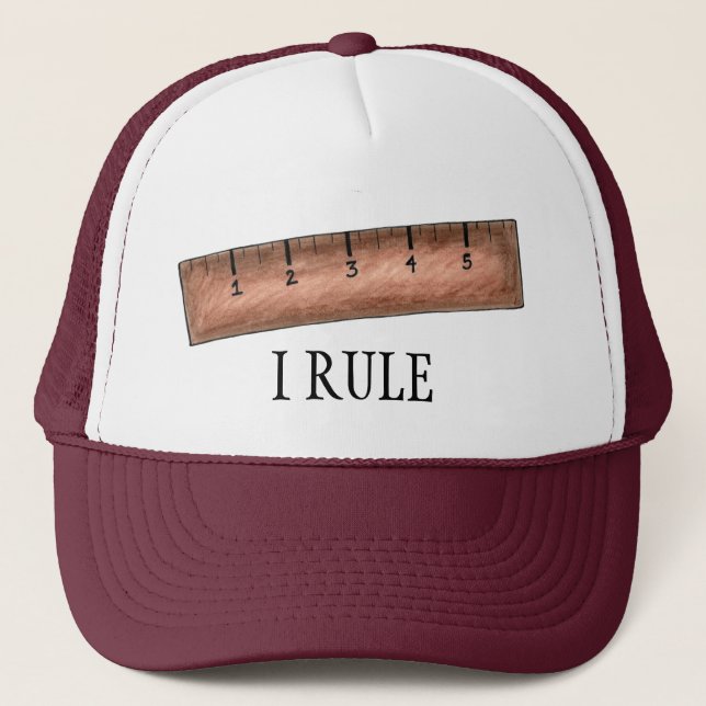 I Rule Wooden Ruler Luler Math Nerd Teacher School Truckerkeps (Framsida)