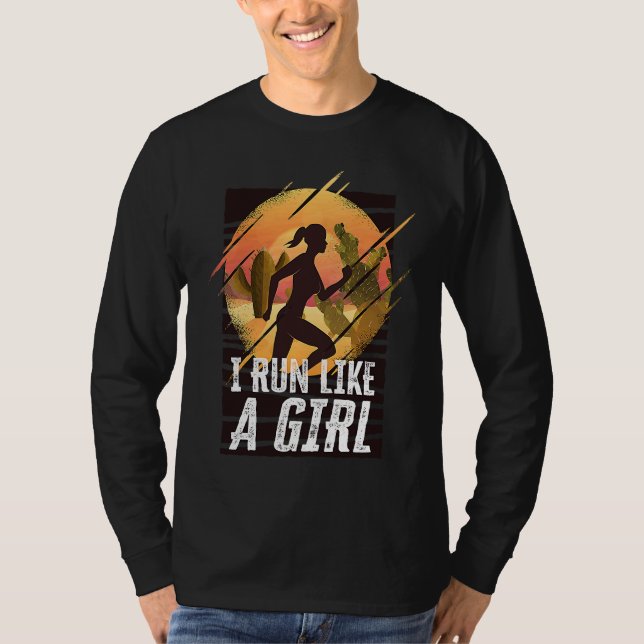 I Run Like A Girls Marathon Runner Marathoner T Shirt (Framsida)