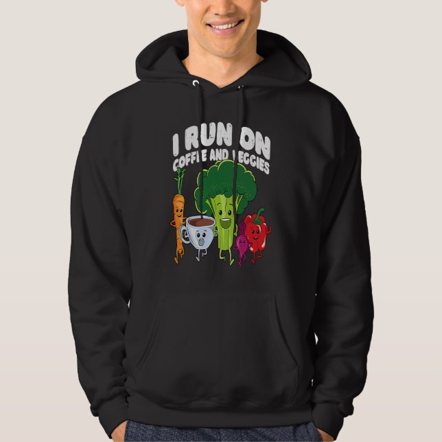 I Run On Coffee And Veggies Vegan Runner Vegetaria Hoodie (Framsida)