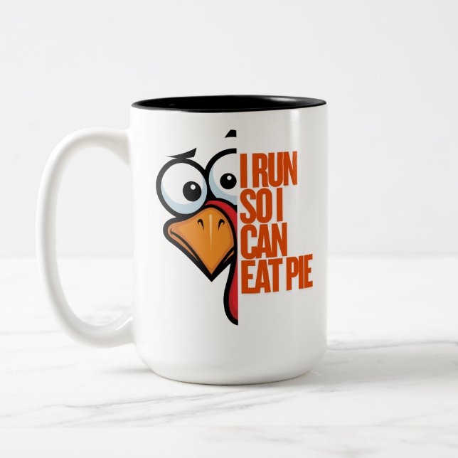 I Run So I Can Eat Pie Turkey Trot Runner Två-Tonad Mugg (Vänster)
