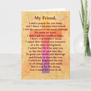 I said a prayer -- inspirational greeting card kort