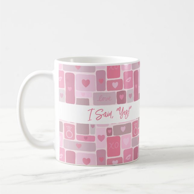 I Said Yes Pink Engagement Modern Script Kaffemugg (Vänster)