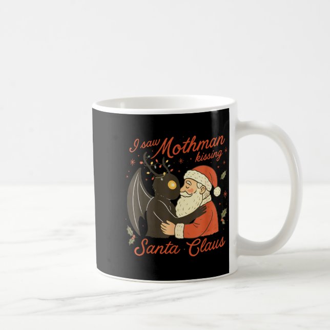 I Saw Mothman Kissing Santa Funny Christmas Santa  Kaffemugg (Höger)