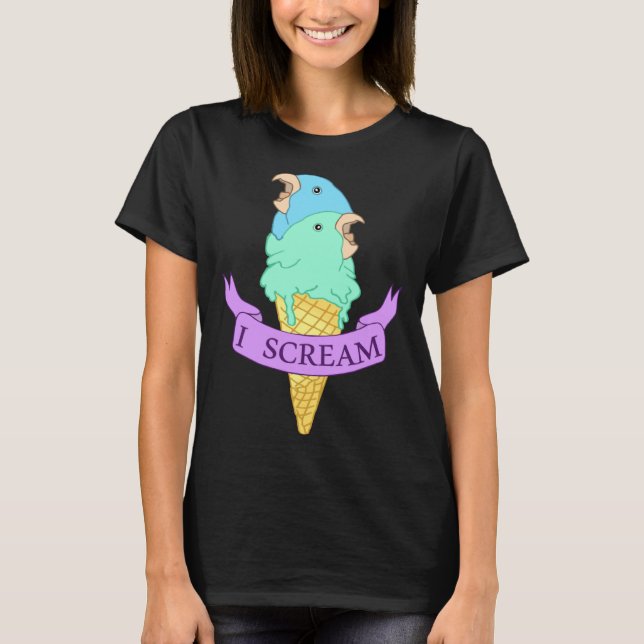 I scream Blue Parrotlet Ice cream Turquoise parrot T Shirt (Framsida)