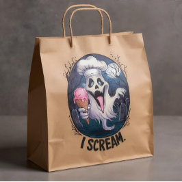 "I Scream" Funny Ghost Chef Halloween Ice Cream St Klistermärken