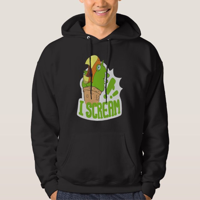 I Scream Ice Cream Parrot Screaming for Cockatiels Hoodie (Framsida)