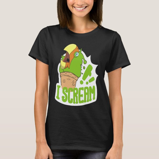 I Scream Ice Cream Parrot Screaming for Cockatiels T Shirt (Framsida)
