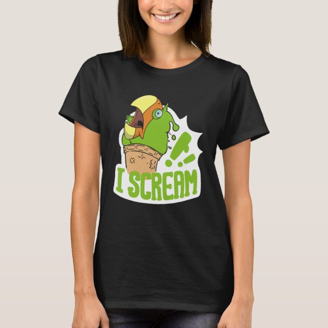I Scream Ice Cream Parrot Screaming for Cockatiels T Shirt (Framsida)