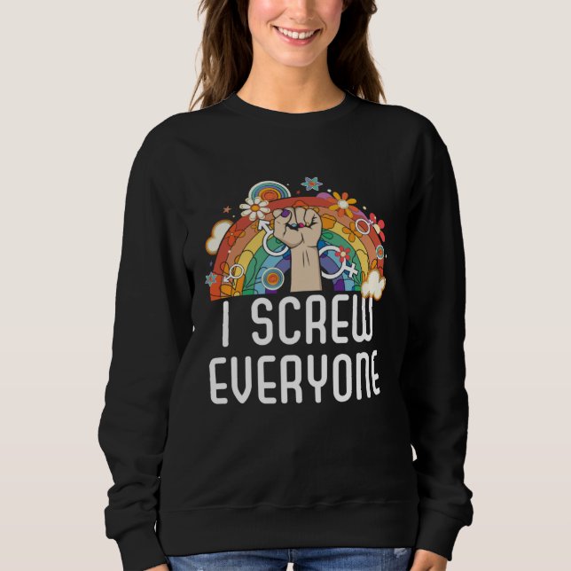 I Screw Everyone Bisexual Rainbow Pride Bisexualit T Shirt (Framsida)