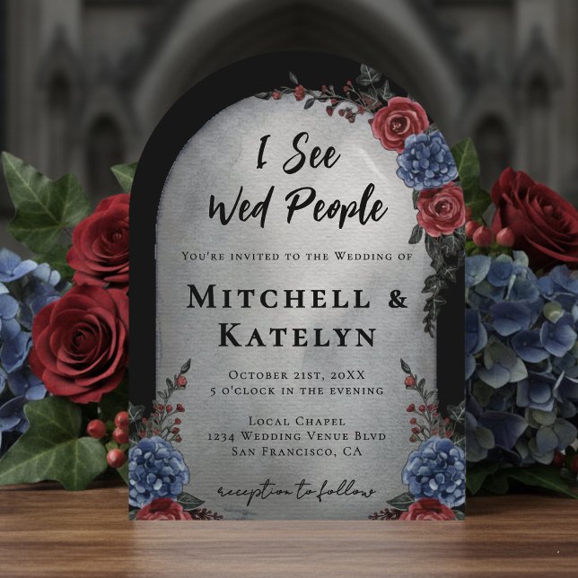 I See Wed People Headstone Floral Gothic Wedding Inbjudningar (Skapare uppladdad)