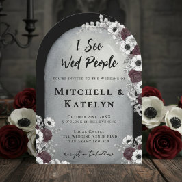 I See Wed People Headstone Floral Gothic Wedding Inbjudningar