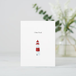 I See You Text Watercolour Lighthouse Illustration Vykort