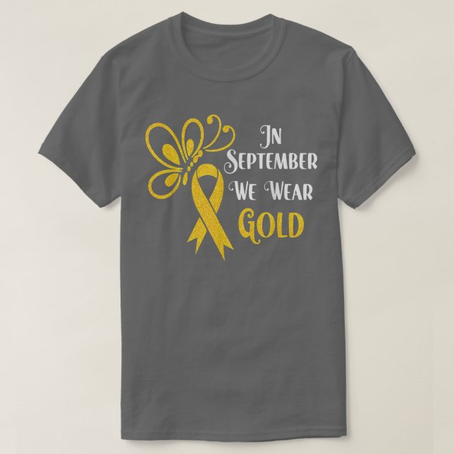 I september 2010 Bära Guld Ribbon Butterfly Childh T Shirt (Design framsida)