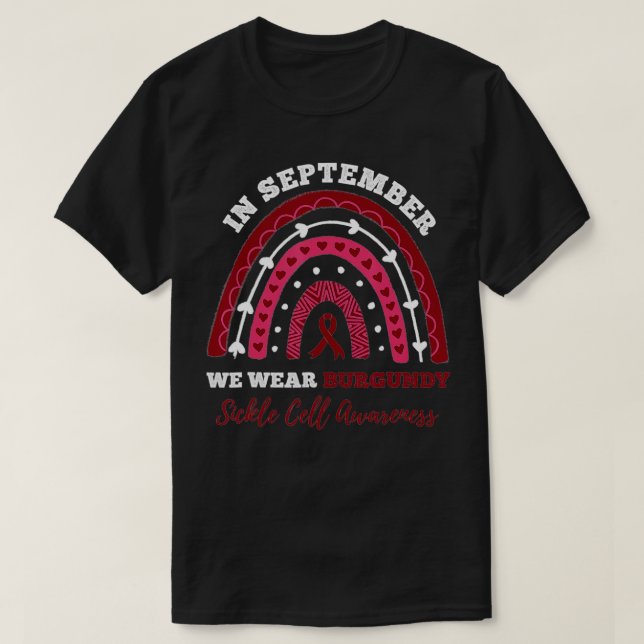 I september 2010 Bära vi burgundy Sickle Cell Awar T Shirt (Design framsida)