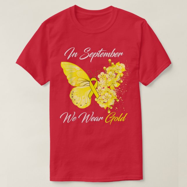 I september 2011 gav vi Guld barncancervårdsbelöni T Shirt (Design framsida)