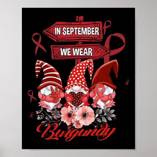 I september bär vi Burgundisk mössa sigdcell A Poster (Framsidan)