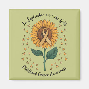 I September Bär Vi Guld Medvetenhet Om Barncancer Magnet
