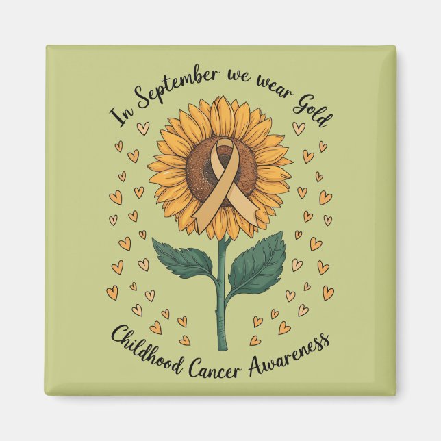 I September Bär Vi Guld Medvetenhet Om Barncancer Magnet (Framsidan)