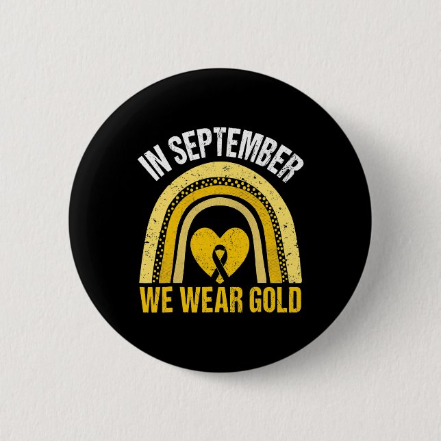 I september bär vi guld regnbåge barncancer knapp (Framsida)