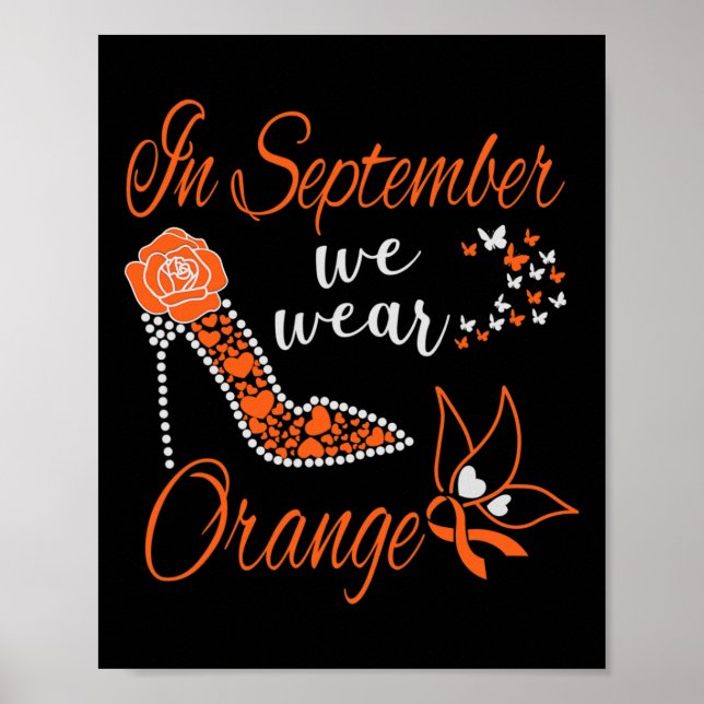 I september Bära Orange Leukemia Awareness Mon Poster (Framsidan)