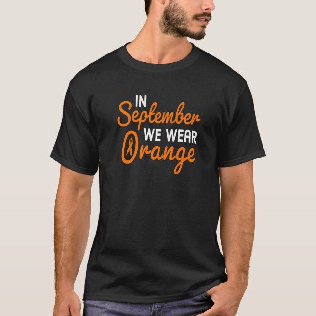 I september Bära Orange Leukemia Awareness Mon T Shirt (Framsida)