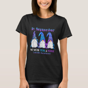 I september Bära Teal& Lila Ribbon Suic T Shirt