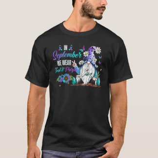 I september Bära Teal & Lila Ribbon Suicide T Shirt