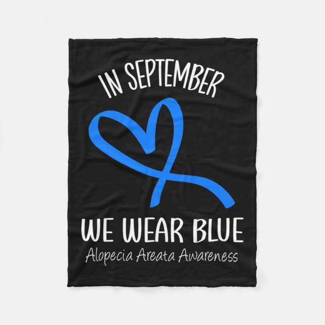 I september Bäror vi Blue Alopecia Areata Awarenes Fleecefilt (Framsidan)
