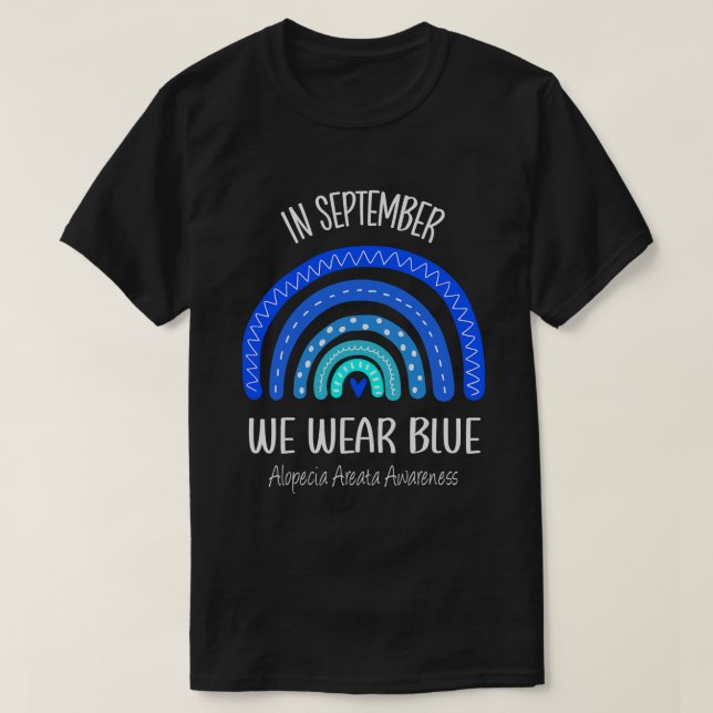 I september Bäror vi Blue Alopecia Areata Awarenes T Shirt (Design framsida)