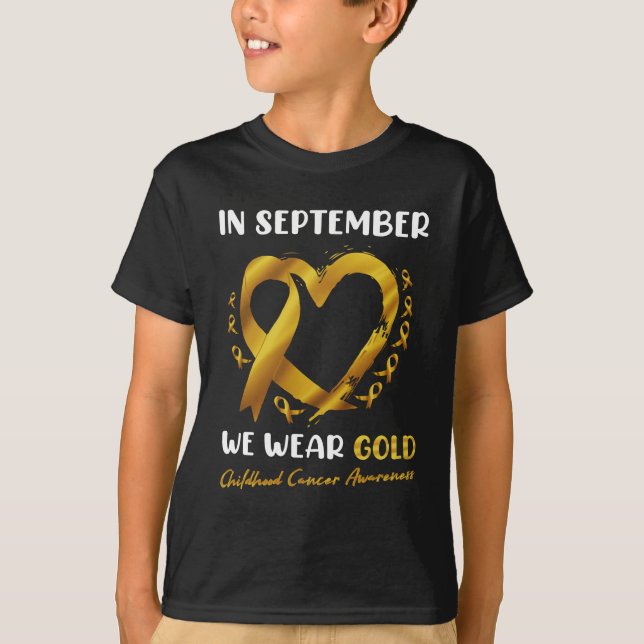 I september Bäror vi Golf Childature Cancer Awaren T Shirt (Framsida)