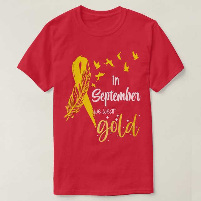 I september Bäror vi Guld-barncancer på menyflikso T Shirt (Design framsida)