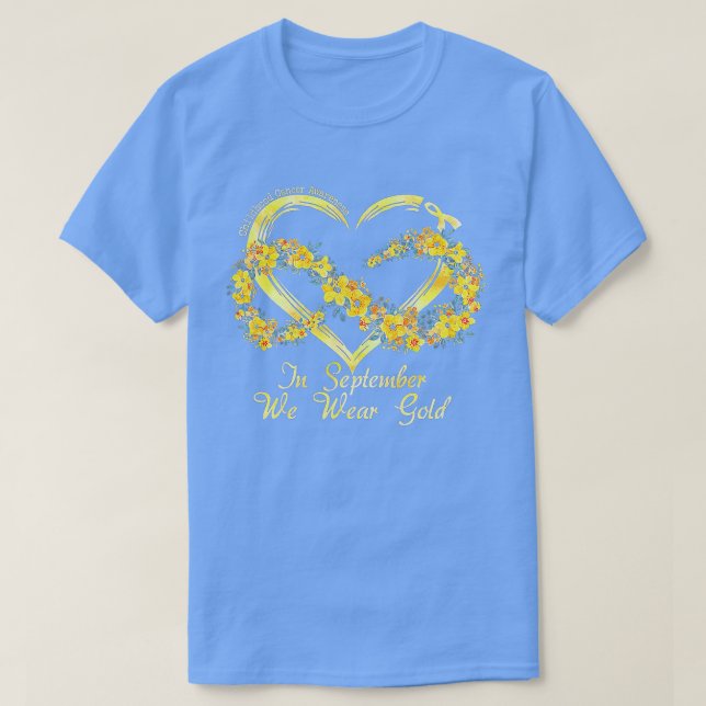 I september Bäror vi Guld Flowers Childity Cancer T Shirt (Design framsida)