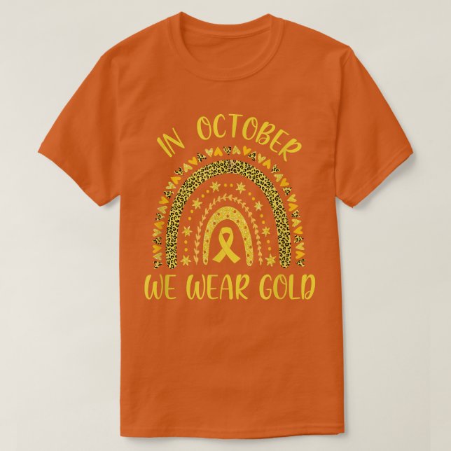 I september Bäror vi Guld leopard barncancer T Shirt (Design framsida)