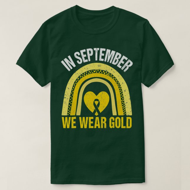 I september Bäror vi Guld regnbågscancer i barndom T Shirt (Design framsida)