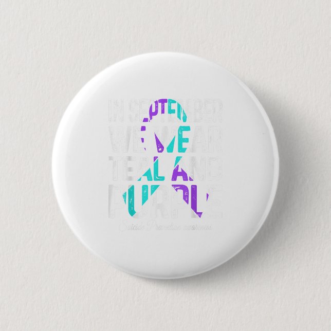 I september Bäror vi Lila Ribbon Suicide Pr Knapp (Framsida)