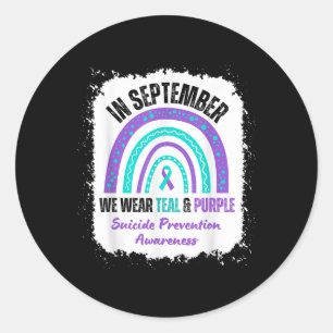 I september Bäror vi till Lila Suicide Awareness Runt Klistermärke