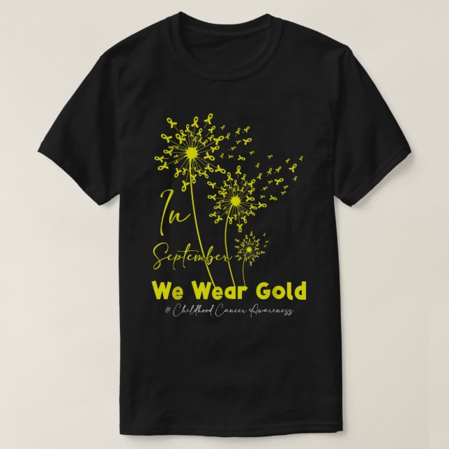 I september i Bära Guld- Barncancer-Dandel T Shirt (Design framsida)