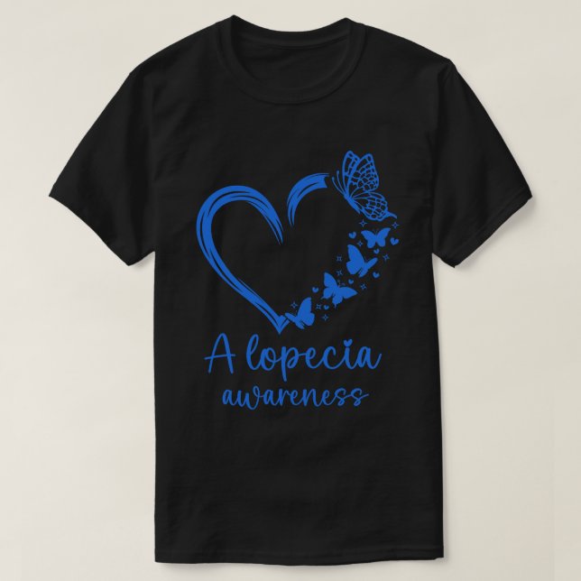 I september månad Bäror vi Blue Alopecia Awareness T Shirt (Design framsida)