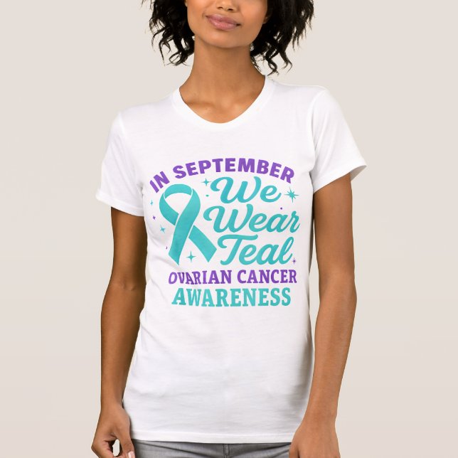 I september uppmärksammar vi Bäran Teal Ovarian Ca T Shirt (Framsida)