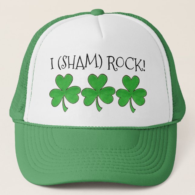 I (Sham) Sten Lucky Irish Grönt Shamrock Klöver Keps (Framsida)