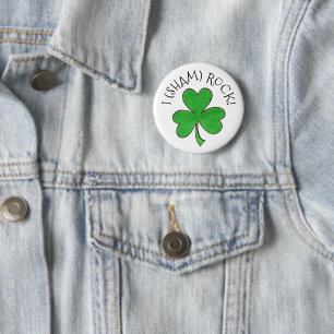 I (Sham) Sten Lucky Irish Grönt Shamrock Klöver Knapp