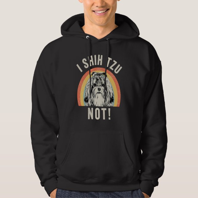 I Shih Tzu Not  Retro Dog Hoodie (Framsida)