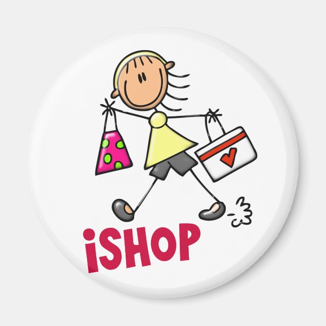 I SHOP Stick figur T-Shirts & Gifts Magnet (Framsidan)