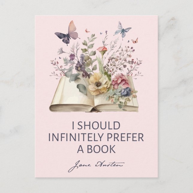 I Should Infinitely Prefer A Book II - Jane Austen Vykort (Framsida)