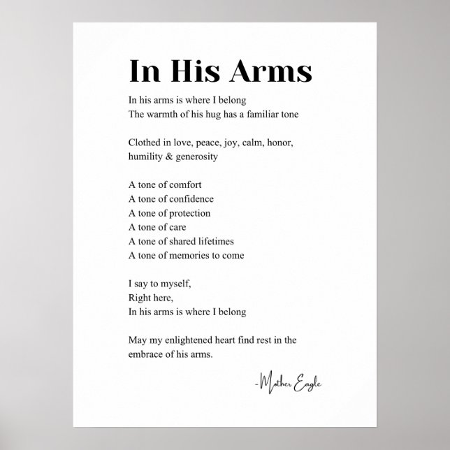 I sin arm poster dikt konsthandlare (Framsidan)