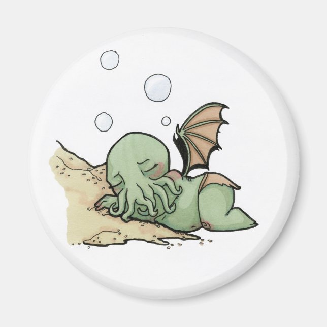 I sitt hus i R'lyeh dog Cthulhu som drömmer Magnet (Framsidan)