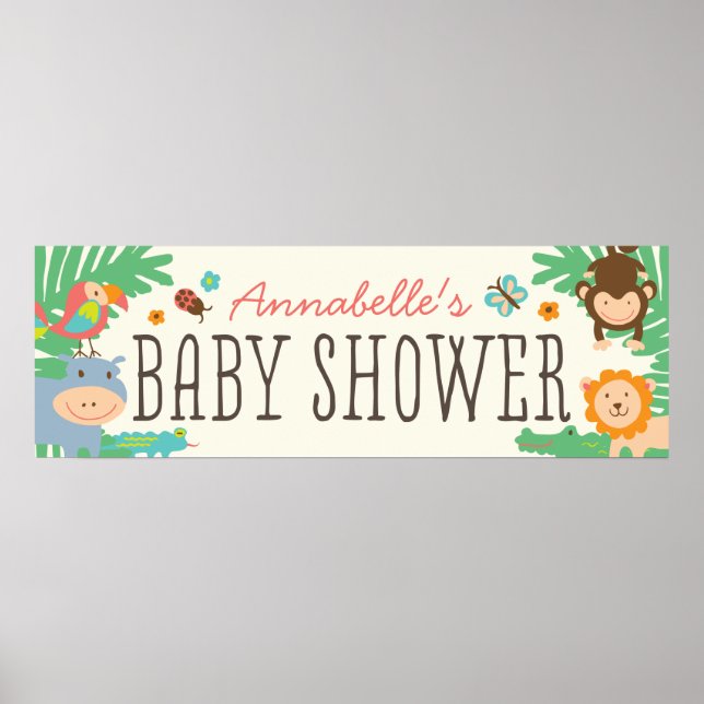I skannern 12 x 36 i jungle Baby Shower Poster (Framsidan)