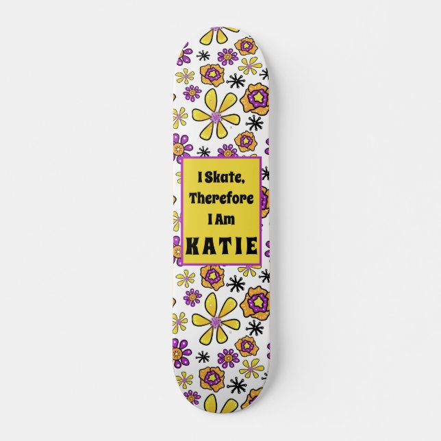 I Skate Groovy Retro Anpassade Namn Skateboard (Framsida)
